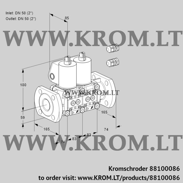 Kromschroder VCS 3E50F/50F05NNWL3/PPPP/PPPP, 88100086 double solenoid valve, 88100086