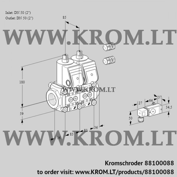 Kromschroder VCS 3E50R/50R05NNWR3/2--3/PPPP, 88100088 double solenoid valve, 88100088
