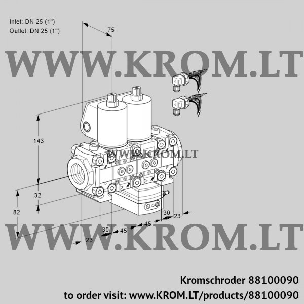Kromschroder VCG 1E25R/25R05F2NGEVWL6/PPPP/PPPP, 88100090 air/gas ratio control, 88100090
