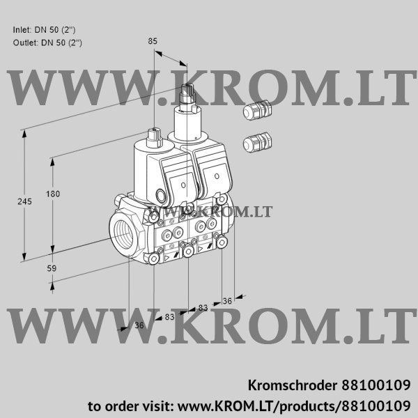 Kromschroder VCS 3E50R/50R05NLWR3/PPPP/PPPP, 88100109 double solenoid valve, 88100109