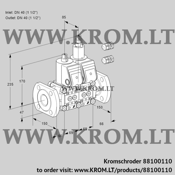 Kromschroder VCS 2E40F/40F05NLWR3/PPPP/PPPP, 88100110 double solenoid valve, 88100110