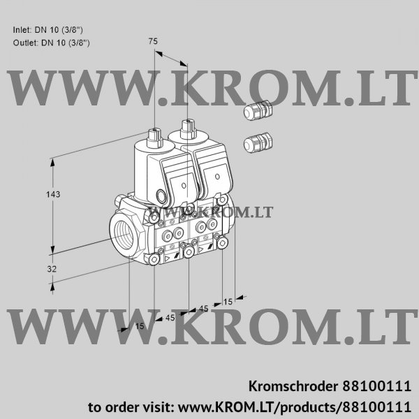 Kromschroder VCS 1E10R/10R05NNQR3/PPPP/PPPP, 88100111 double solenoid valve, 88100111