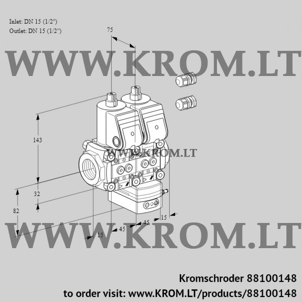 Kromschroder VCD 1E15R/15R05ND-100WR3/PPPP/PPPP, 88100148 pressure regulator, 88100148