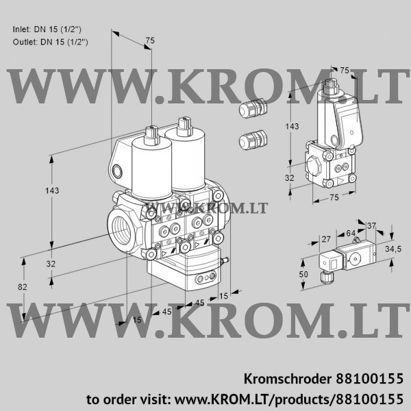 Kromschroder VCD 1E15R/15R05ND-100QL3/PPZS/2--3, 88100155 pressure regulator, 88100155
