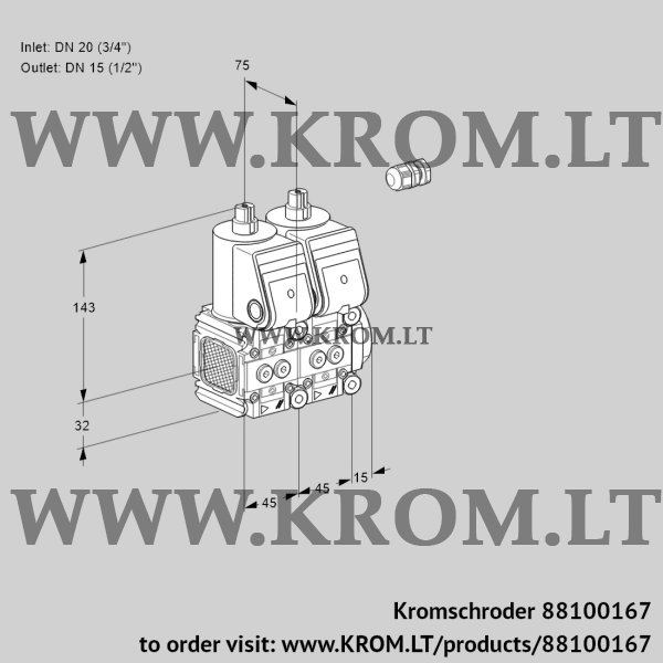 Kromschroder VCS 1E20R/15R05FNNWR/PPPP/PPPP, 88100167 double solenoid valve, 88100167