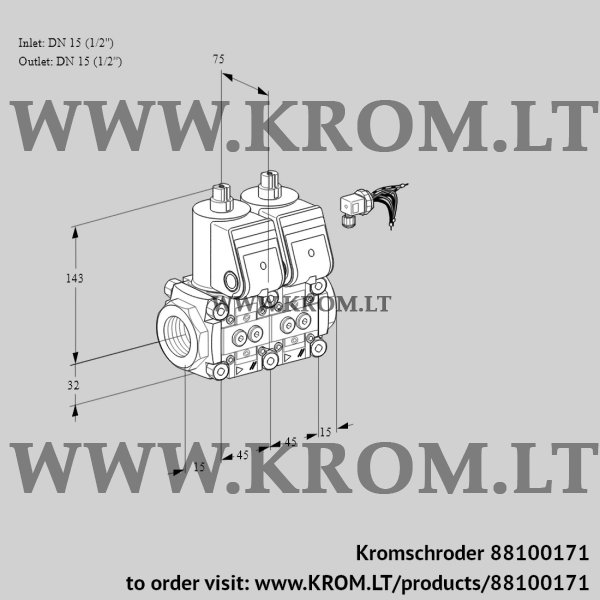 Kromschroder VCS 1E15R/15R05NNWR/PPPP/PPPP, 88100171 double solenoid valve, 88100171