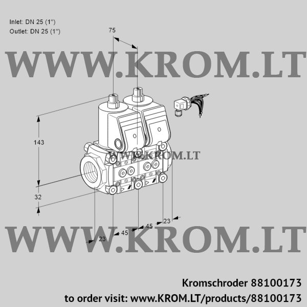 Kromschroder VCS 1E25R/25R05NNWR/PPPP/PPPP, 88100173 double solenoid valve, 88100173