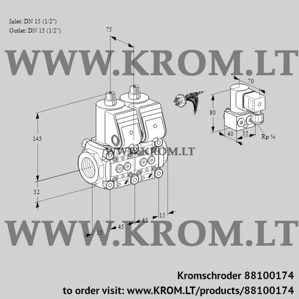 Kromschroder VCS 1E15R/15R05NNWR/PPPP/PPZY, 88100174 double solenoid valve, 88100174