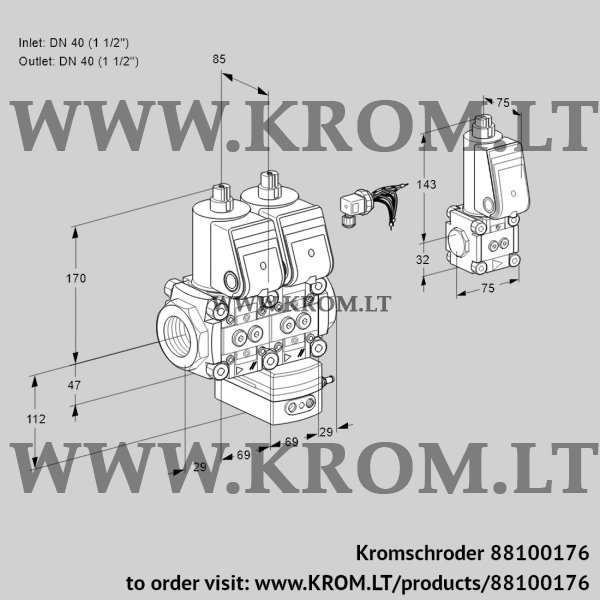 Kromschroder VCG 2E40R/40R05NGEWR/PPPP/PPZS, 88100176 air/gas ratio control, 88100176