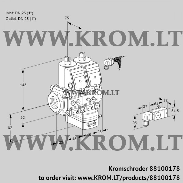 Kromschroder VCD 1E25R/25R05ND-25WR/2-MM/PPPP, 88100178 pressure regulator, 88100178