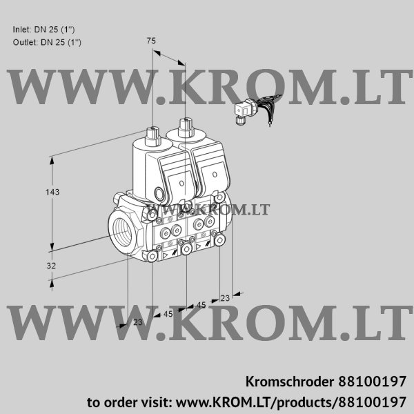 Kromschroder VCS 1E25R/25R05NNWR/PPPP/PPPP, 88100197 double solenoid valve, 88100197