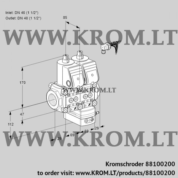 Kromschroder VCG 2E40R/40R05NGEWR/PPPP/PPPP, 88100200 air/gas ratio control, 88100200