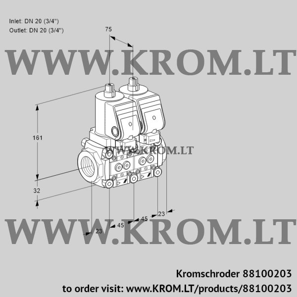 Kromschroder VCS 1T20N/20N05NNQGR/PPPP/PPPP, 88100203 double solenoid valve, 88100203