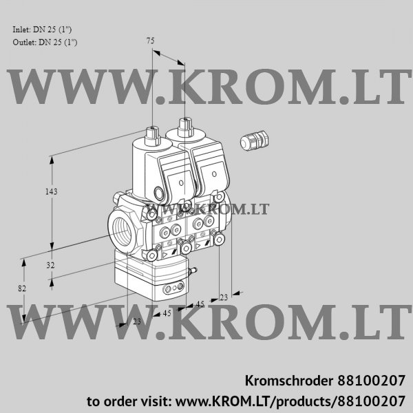 Kromschroder VCD 1E25R/25R05D-100NWR/PPPP/PPPP, 88100207 pressure regulator, 88100207