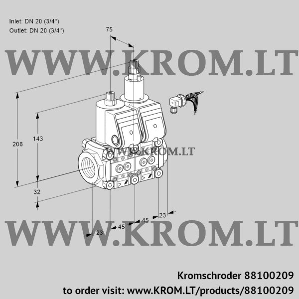 Kromschroder VCS 1E20R/20R05NLWR/PPPP/PPPP, 88100209 double solenoid valve, 88100209