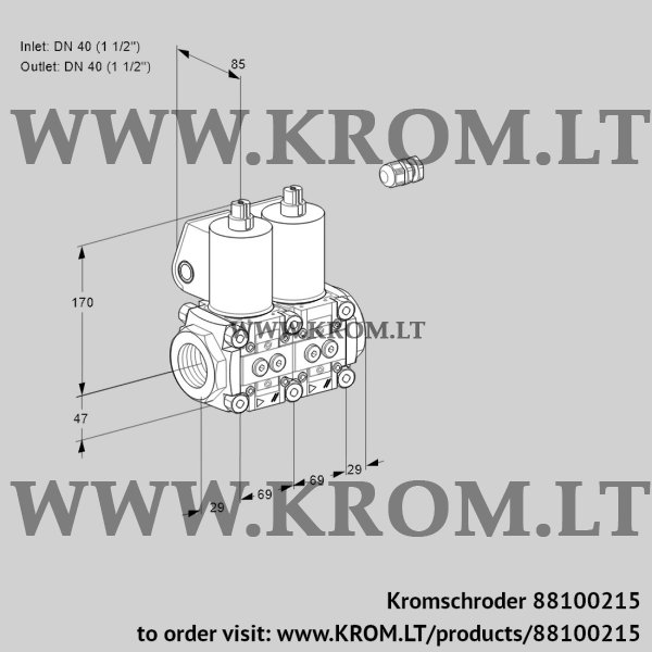 Kromschroder VCS 2E40R/40R05NNWL/PPPP/PPPP, 88100215 double solenoid valve, 88100215