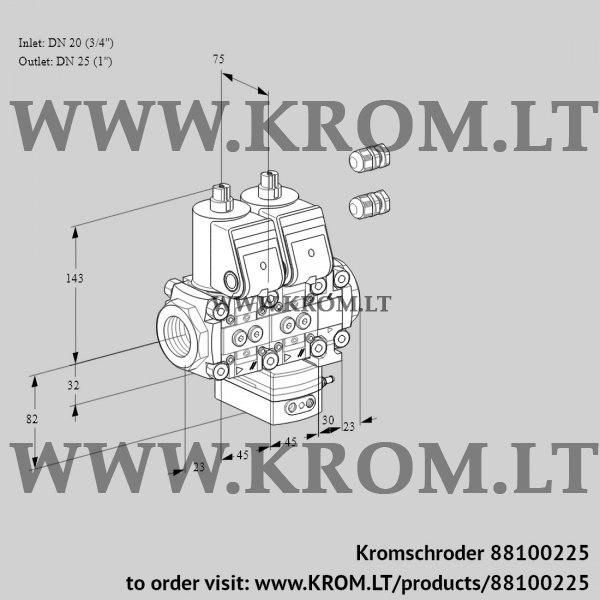 Kromschroder VCG 1E20R/25R05NGEVWR3/PPPP/PPPP, 88100225 air/gas ratio control, 88100225
