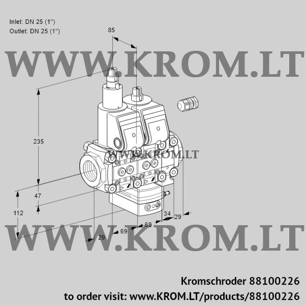 Kromschroder VCH 2E25R/25R05LHEVWR/PPPP/PPPP, 88100226 flow rate regulator, 88100226