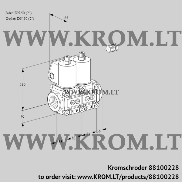 Kromschroder VCS 3E50R/50R05NNWL/PPPP/PPPP, 88100228 double solenoid valve, 88100228