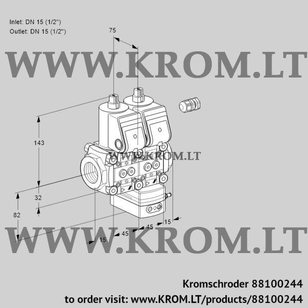 Kromschroder VCG 1E15R/15R05NGEWR/PPPP/PPPP, 88100244 air/gas ratio control, 88100244