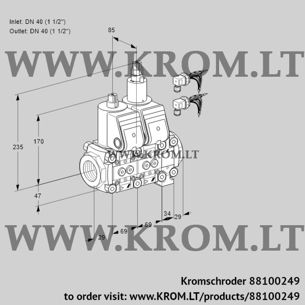 Kromschroder VCS 2E40R/40R05NLO24WR6/PPPP/PPPP, 88100249 double solenoid valve, 88100249