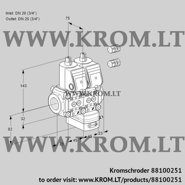 Kromschroder VCH 1E20R/20R05NHEWR3/PPPP/PPPP, 88100251 flow rate regulator, 88100251