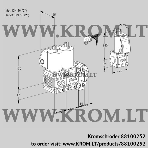 Kromschroder VCS 2E50R/50R05FNNVWL/PPZS/PPPP, 88100252 double solenoid valve, 88100252