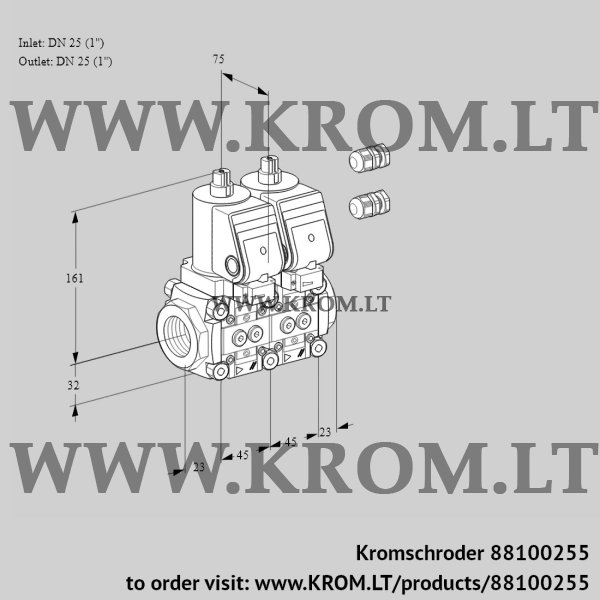 Kromschroder VCS 1E25R/25R05NNWSR3/PPPP/PPPP, 88100255 double solenoid valve, 88100255