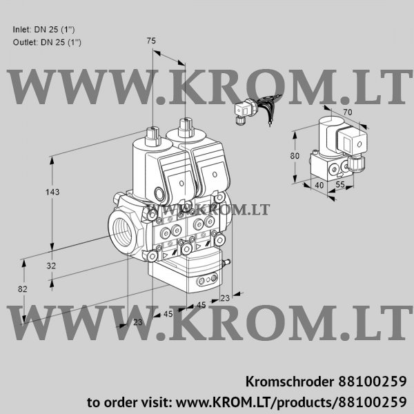 Kromschroder VCG 1E25R/25R05NGEWR/PPPP/PPBY, 88100259 air/gas ratio control, 88100259
