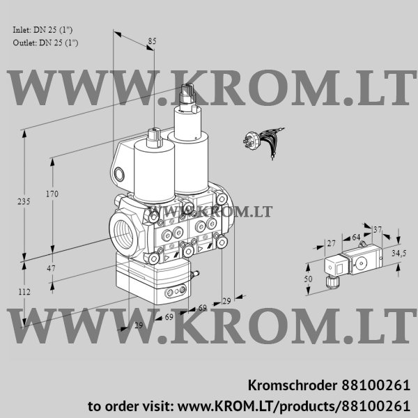 Kromschroder VCV 2E25R/25R05VKLWL/PPPP/2-PP, 88100261 air/gas ratio control, 88100261