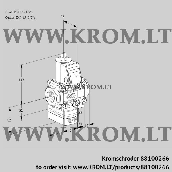 Kromschroder VAH 1E15R/15R05HEVWR/PP/PP, 88100266 flow rate regulator, 88100266