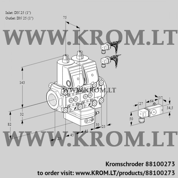 Kromschroder VCD 1E25R/25R05ND-50VWR6/2--3/PP3-, 88100273 pressure regulator, 88100273