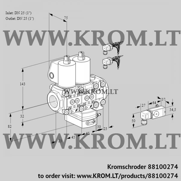 Kromschroder VCD 1E25R/25R05ND-50VWL6/PP3-/2--3, 88100274 pressure regulator, 88100274