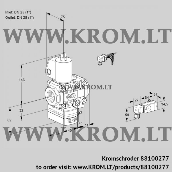 Kromschroder VAD 1E25R/25R05D-50VWL/3-/-3, 88100277 pressure regulator, 88100277