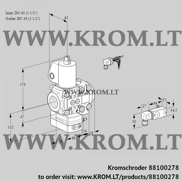 Kromschroder VAD 2E40R/40R05D-50VWL/3-/-3, 88100278 pressure regulator, 88100278
