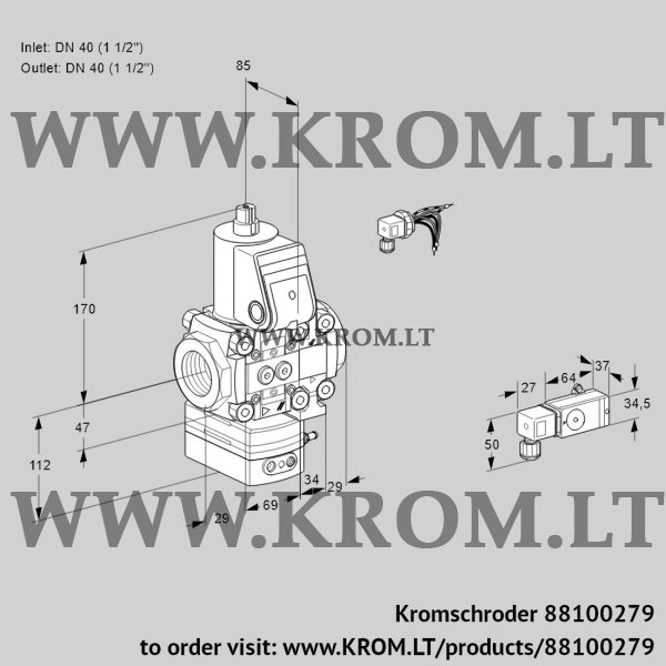 Kromschroder VAD 2E40R/40R05D-50VWR/-3/3-, 88100279 pressure regulator, 88100279