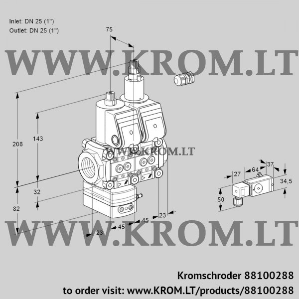 Kromschroder VCD 1E25R/25R05D-25LQR/2-PP/PPPP, 88100288 pressure regulator, 88100288