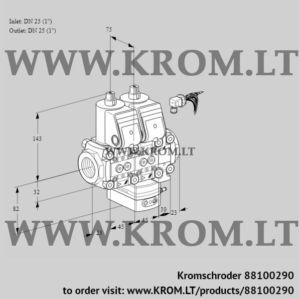 Kromschroder VCH 1E25R/25R05NHEVQR/PPPP/PPPP, 88100290 flow rate regulator, 88100290