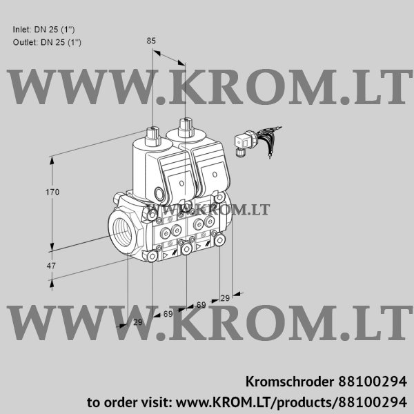 Kromschroder VCS 2E25R/25R05NNWR/PPPP/PPPP, 88100294 double solenoid valve, 88100294