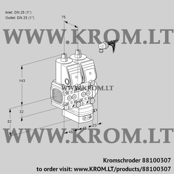 Kromschroder VCG 1E25R/25R05FNGEWR/PPPP/PPPP, 88100307 air/gas ratio control, 88100307