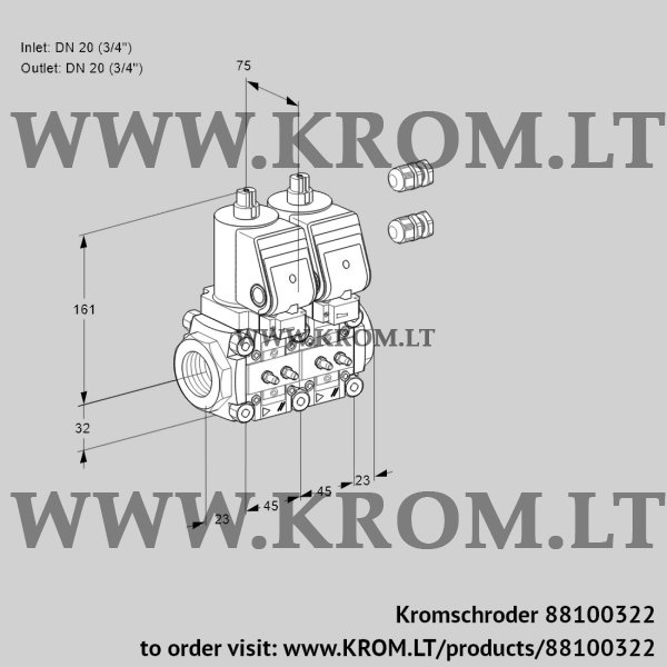 Kromschroder VCS 1E20R/20R05NNQSR3/MMMM/PPPP, 88100322 double solenoid valve, 88100322