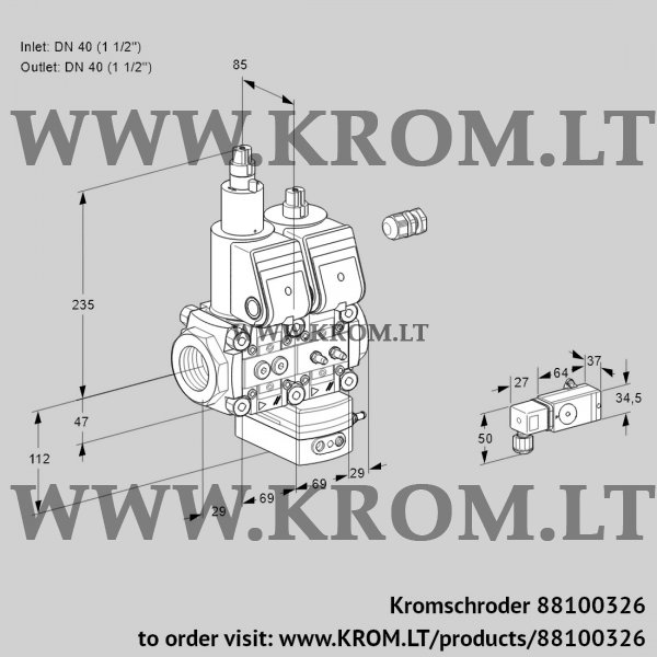 Kromschroder VCD 2E40R/40R05LD-25WR/3-MM/PPPP, 88100326 pressure regulator, 88100326