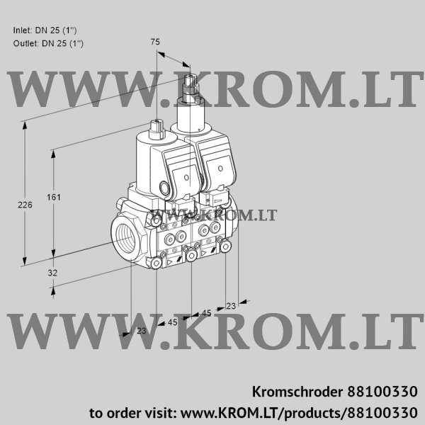 Kromschroder VCS 1T25N/25N05NLQSR/PPPP/PPPP, 88100330 double solenoid valve, 88100330