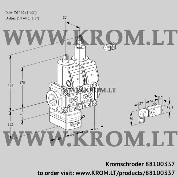 Kromschroder VCD 2E40R/40R05D-25LQR/2-PP/PPPP, 88100337 pressure regulator, 88100337