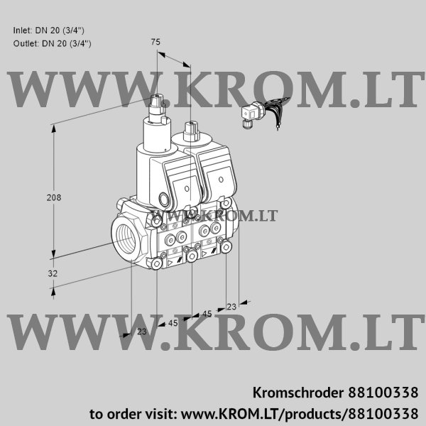 Kromschroder VCS 1E20R/20R05LNWR/PPPP/PPPP, 88100338 double solenoid valve, 88100338