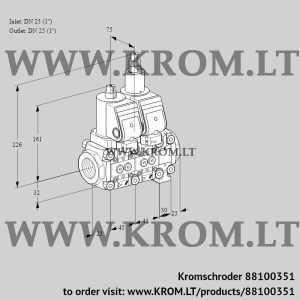 Kromschroder VCS 1T25N/25N05NLVQSR/PPPP/PPPP, 88100351 double solenoid valve, 88100351