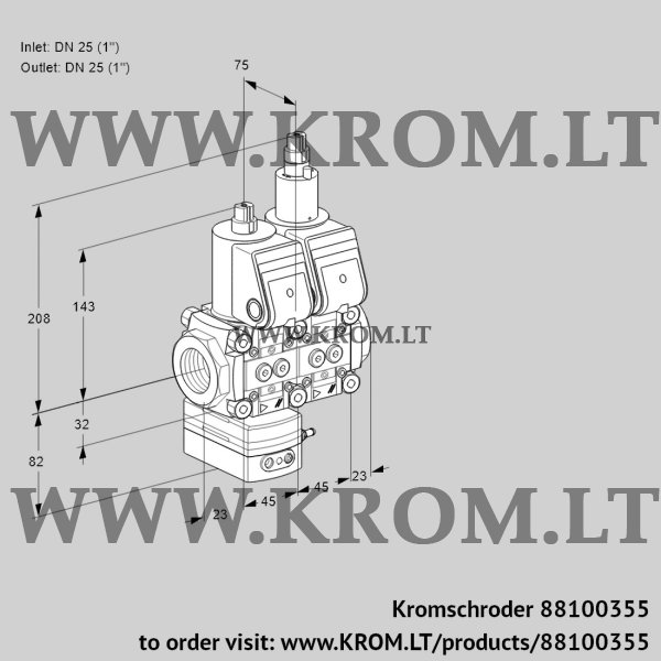 Kromschroder VCD 1E25R/25R05D-25LQR/PPPP/PPPP, 88100355 pressure regulator, 88100355