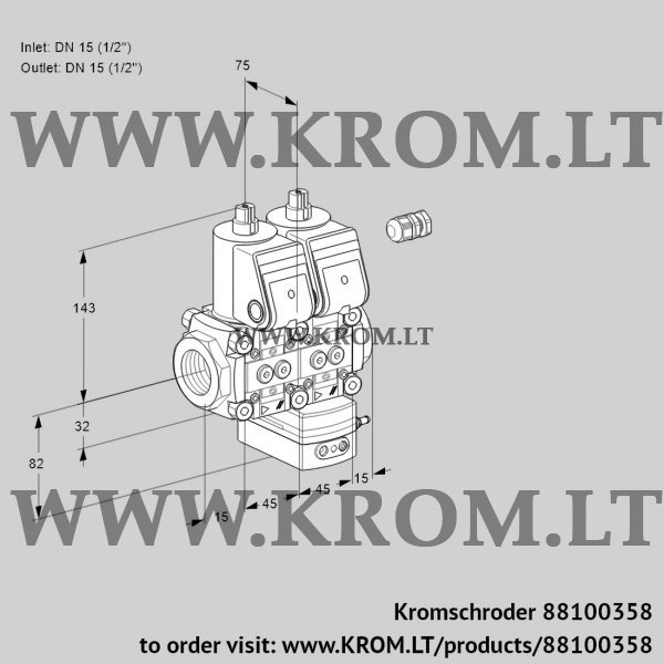 Kromschroder VCH 1E15R/15R05NHEWR/PPPP/PPPP, 88100358 flow rate regulator, 88100358
