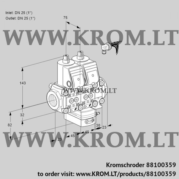 Kromschroder VCH 1E25R/25R05NHEVWR/PPPP/PPPP, 88100359 flow rate regulator, 88100359
