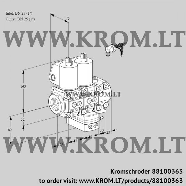 Kromschroder VCH 1E25R/25R05NHEVWL/PPPP/PPPP, 88100363 flow rate regulator, 88100363